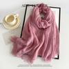 Solid Color Cotton and Linen Scarf Autumn and Winter New Women's Silk Scarf Retro Monochrome Medium and Long Scarf Decorative Long Shawl