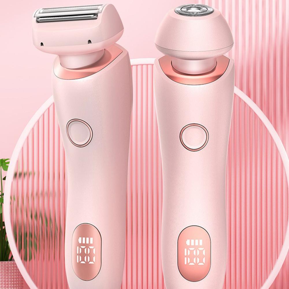 2-in-1 Bikini & Body Trimmer - Women's IPX7 Waterproof Electric Shaver for Face Underarms Legs, Painless Hair Removal Kit
