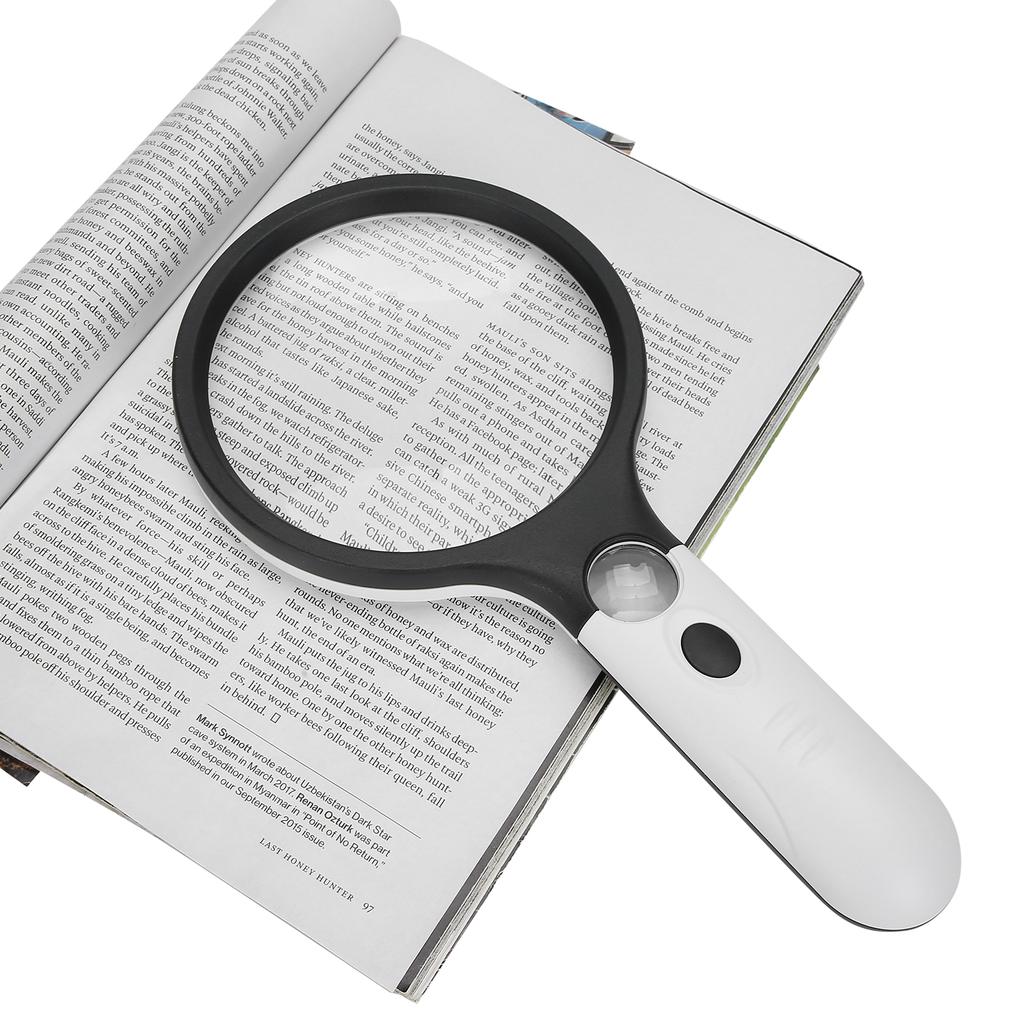 Reading Handheld Magnifying Glass Battery Powered 4LED 4X 30X Lens Magnifier