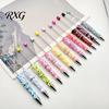 Cute Cream Texture Pen DIY Beadable Pen, Plastic Beaded Black Ink Ballpoint Handmade Style for Students Teens Teachers School Office Supplies