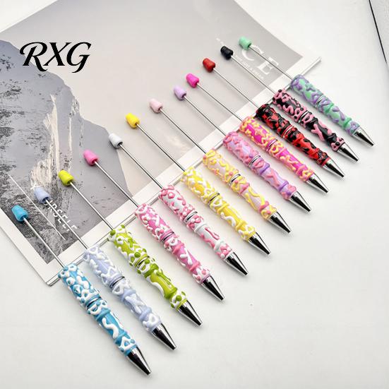 Cute Cream Texture Pen DIY Beadable Pen, Plastic Beaded Black Ink Ballpoint Handmade Style for Students Teens Teachers School Office Supplies