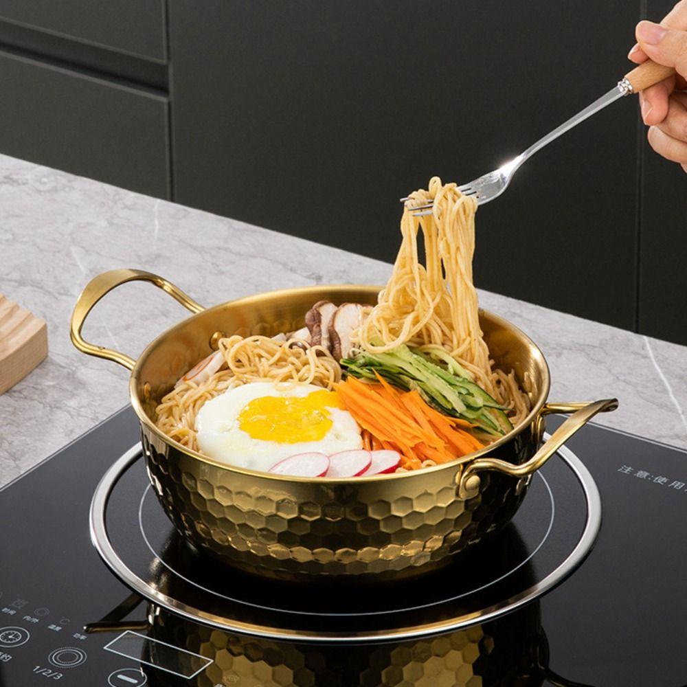 Корейская кастрюля для рамэн из нержавеющей стали с двойной ручкой, молочная кастрюля, посуда, кастрюля для супа, индукционная плита