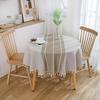 Cotton Linen Japanese Jacquard Stripe Round Tablecloth Tassel Tablecloth Able Tea Round Table Map Table Cover Dining Room