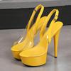 Fashion Liyke PVC Transparent Women Back Buckle Strap Sandals Sexy Peep Toe Slingback High Heels Party Prom Shoes Platform Sandalias