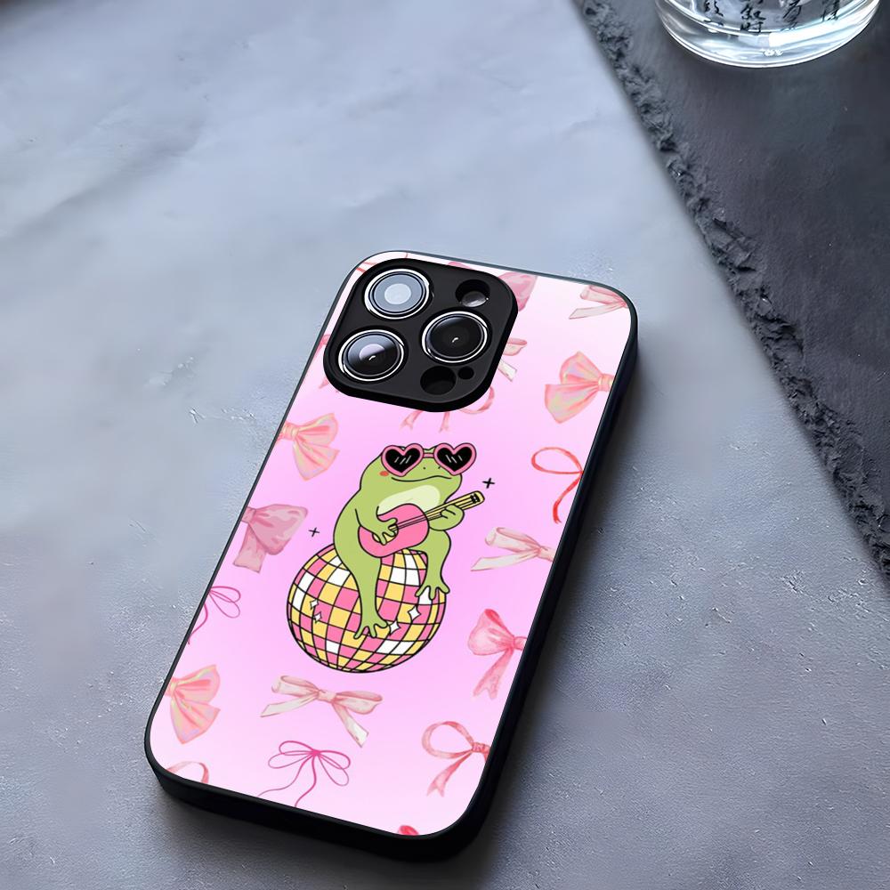 Мультяшная Милая Лягушка Чехол для Телефона Закаленное Стекло Для IPhone 17 13 14 16 12 15 11 Pro Max Plus Mini X XR SE2020 Coque