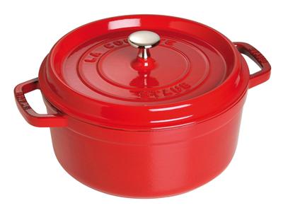 Круглая вишневая кастрюля staub Cocotte, литая вручную, эмалированная, совместимый с IH японский продукт с серийным номером La Cocotte Round "Pico 18 см" [Авторизованный номер]