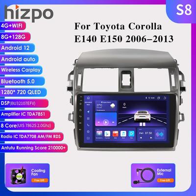 Android 12 2Din Автомобильный радиоприемник GPS Мультимедийный видеоплеер для Toyota Corolla E140 E150 2006 2007-2013 2 Din Интеллектуальный экран Стерео RDS BT