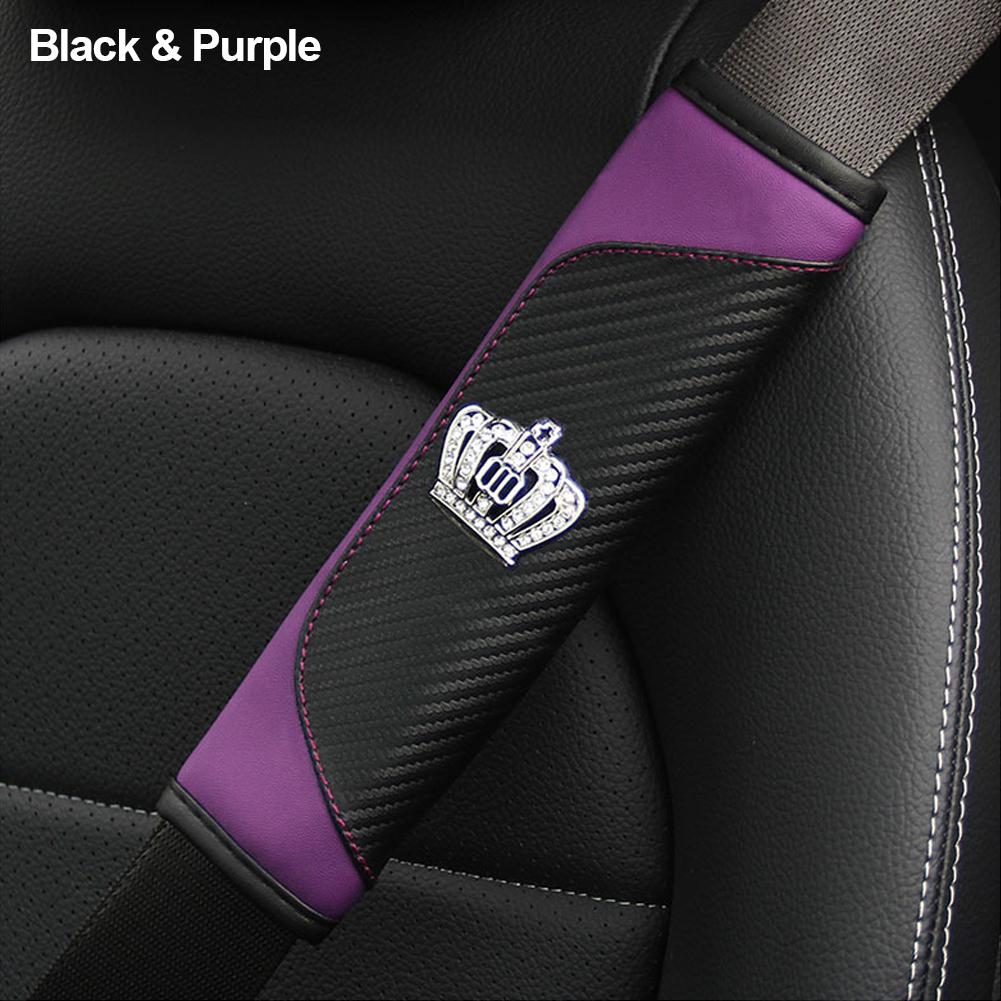 Чехол на ремень безопасности автомобиля из углеродного волокна Crystal Crown, накладка на ремень безопасности, аксессуары для салона автомобиля