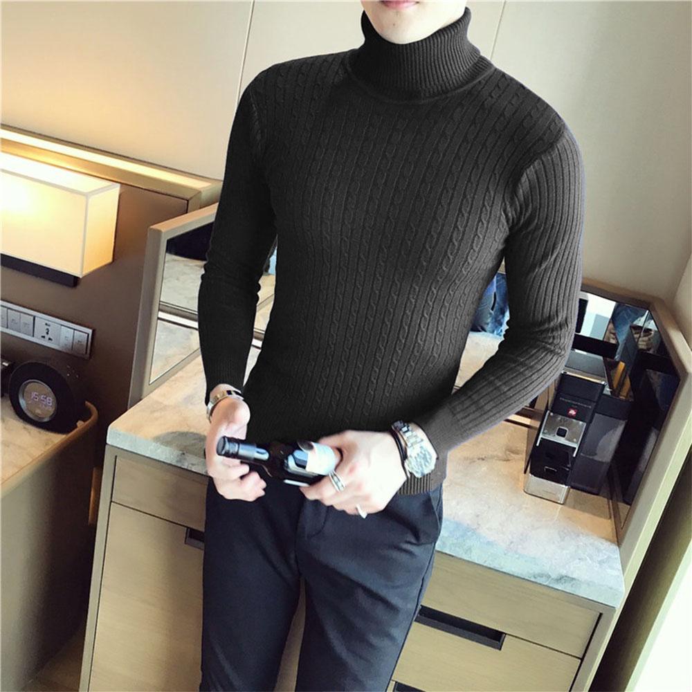 Men's Turtleneck Sweater Casual Slim Pullovers Bottoming Shirt Fall Winter Men's Sweater High Collar Knitted Sweaters