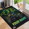 Custom Name MotoGP Crystal Velvet Floor Rug Personalized Text Soft Carpet Home Decor