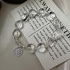 925 Sterling Silver Handmade Korean Design Clear Crystal Heart Beads Beaded Bracelet for Women Gifts