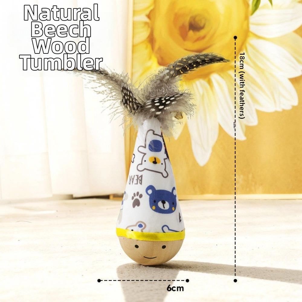 Wear-Resistant Cat Tumbler Wobbler Cartoon Pattern Wobble Ball Interactive Cat Toy for Kitten Play