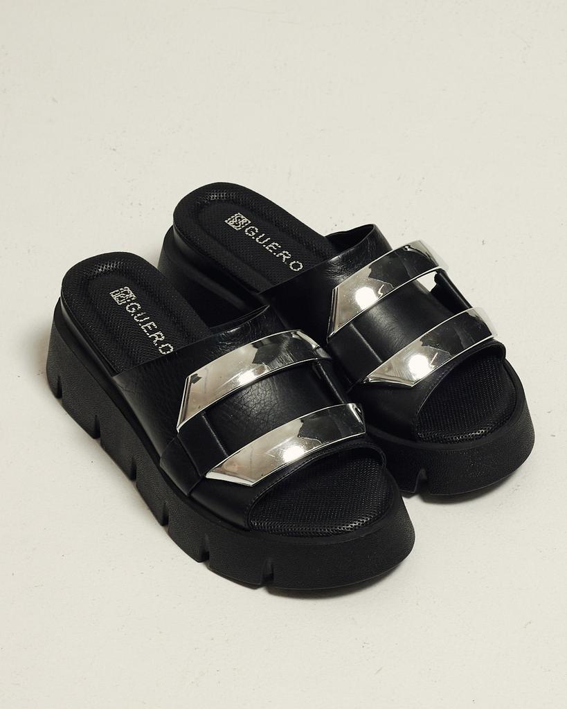 Шлепанцы на платформе Guero 39562 36 Черные кожа