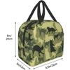Insulated Lunch Bag Reusable Cooler Thermal Cat Camouflage Military Green Tote Bag with Front Pocket for Travel Work Picnic