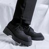 Модные ЧЕРНЫЕ модные мужские туфли на толстой подошве для торжественных случаев Высококачественный универсальный стиль Модные туфли для вечеринок на открытом воздухе для прогулок увеличивающие рост