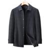 Autumn and Winter Cashmere Coat for Middle-aged Dad, Woolen Plaid Coat, Buttoned Lapel Woolen Men's Top