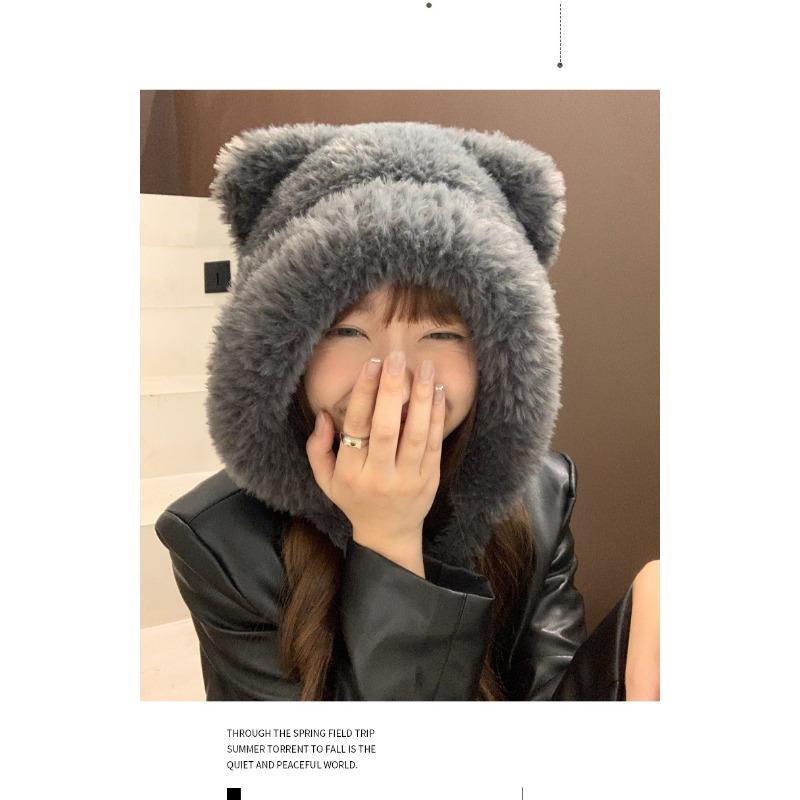 Шапка-ушанка женская зимняя плюшевая теплая вязаная шапка с защитой ушей