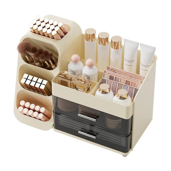 Ящик для хранения косметики с ящиками, большой вместимостью, нескользящим основанием, легкой очисткой