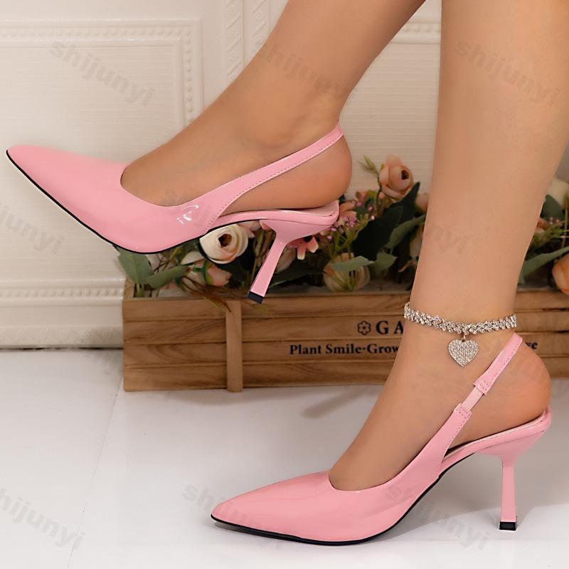 Женские Туфли Большого Размера Сексуальные С Острым Носком Слингбэки Мелкие На Высоком Каблуке Модные Универсальные Слипоны На Тонком Каблуке Сандалии Tacones Mujer