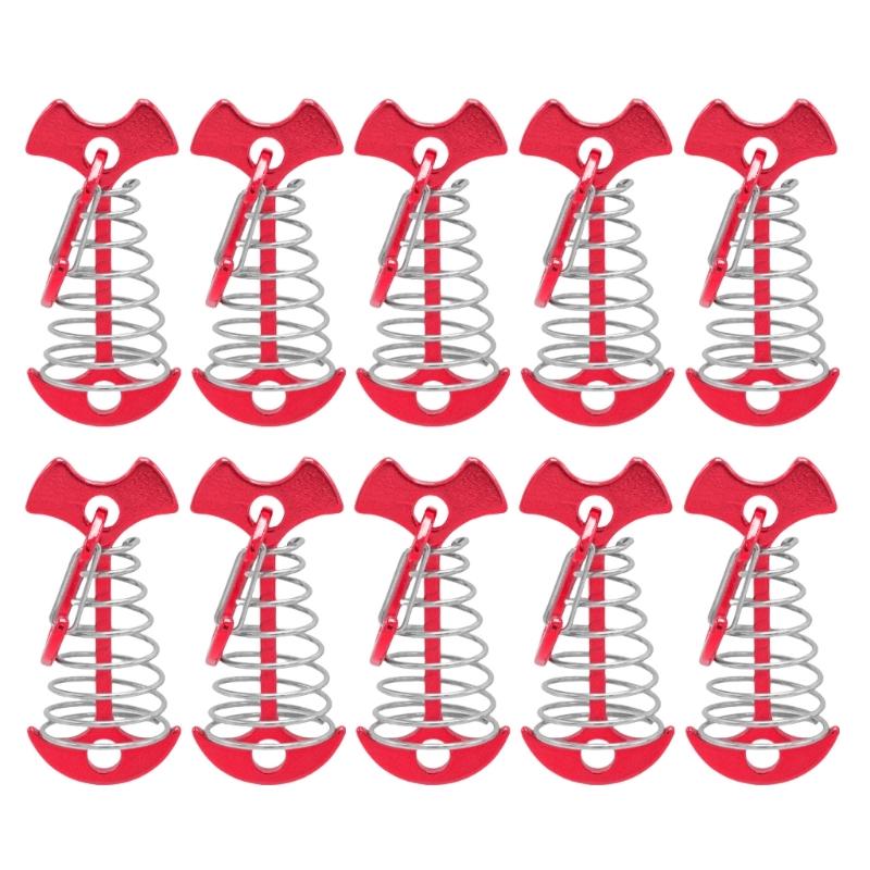 10 шт. Колышки для палатки, колышки-якоря для палубы, ветрозащитные колышки в форме рыбьей кости, с пружинными карабинами, якоря для ветрозащитного шнура, для кемпинговой палатки, простые в использовании