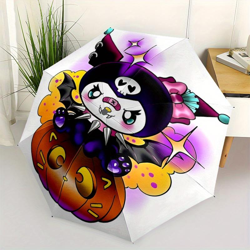 1pc Halloween Kuromi Automatic Folding Umbrella - 3 Folding Design, Vivid Cartoon Pattern, Suitable for Outdoor Activities, A Gift for Fans In All Sea
