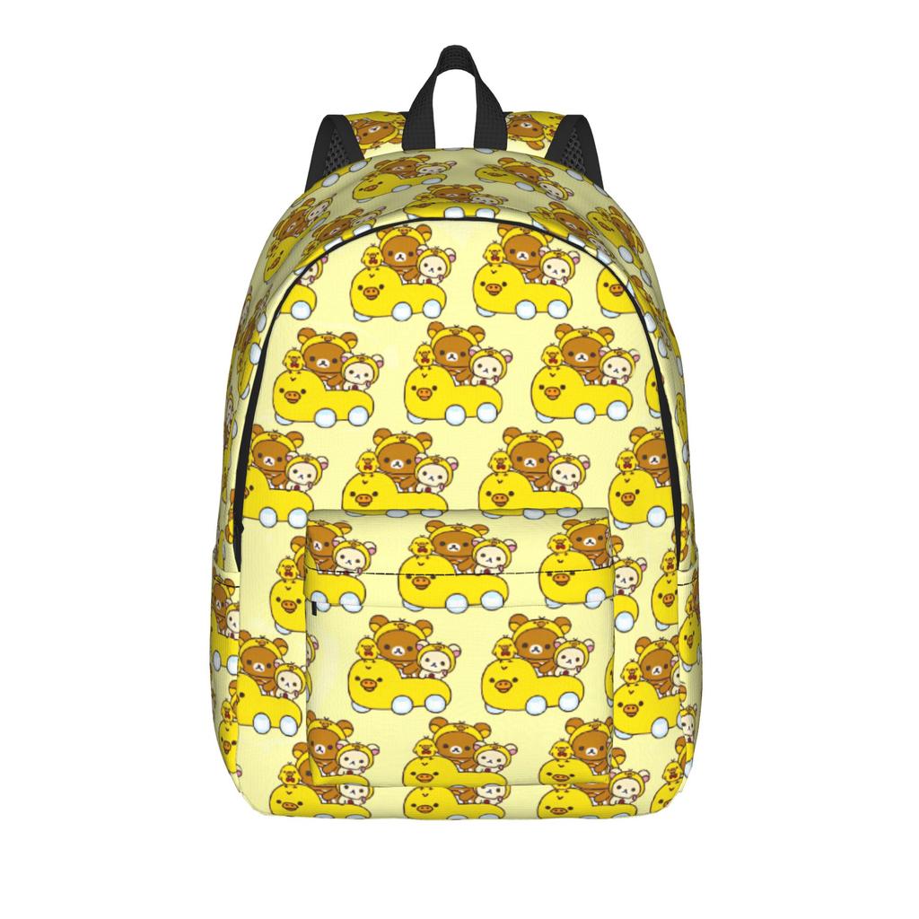 Повседневный рюкзак Rilakkuma для улицы, студентов, работы, с клубничным мультяшным рисунком, Daypack для мужчин, женщин, с отделением для ноутбука, холщовые сумки