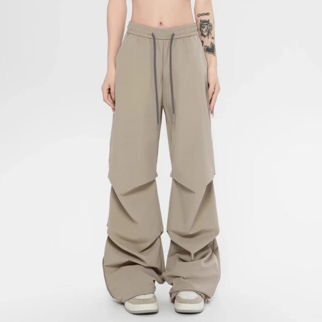 Женские новые быстросохнущие брюки парашютисты из ледяного шелка, брюки с широкими штанинами, повседневные однотонные брюки