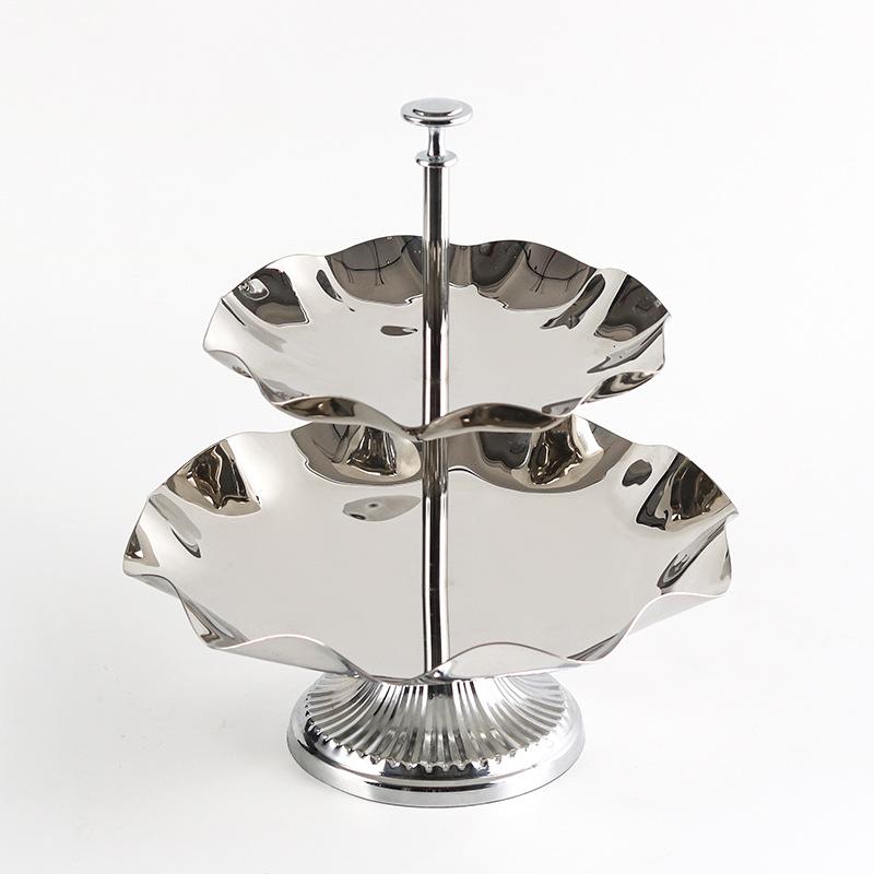 Двухслойная тарелка с фруктами из нержавеющей стали в виде лепестков, украшение для стойки регистрации отеля, двухслойный поднос для хранения закусок и сухофруктов, мягкое украшение