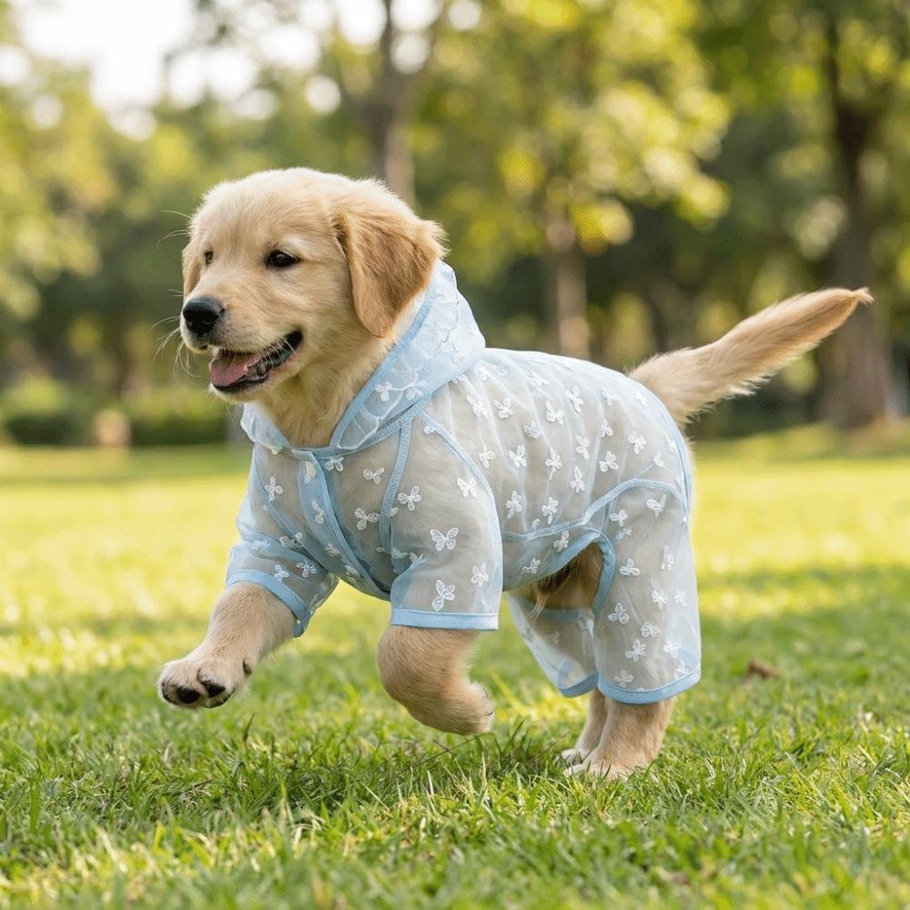 Thin Breathable Dog Sunscreen Clothes Butterfly Pattern Dog Cooling Jumpsuit Summer Season