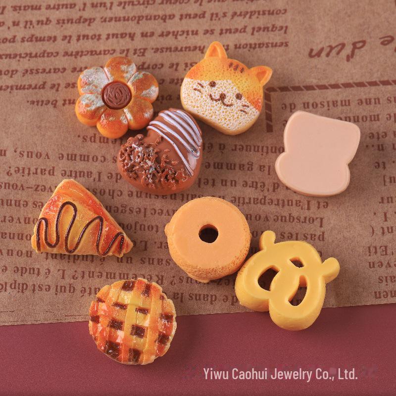 Имитация еды: Аксессуары из смолы для украшений в виде хлеба, торта, котенка, медведя, тоста и пончика