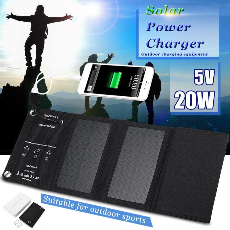 Наружные солнечные панели с USB-портом 20 Вт, портативное складное водонепроницаемое зарядное устройство для солнечной панели, внешний аккумулятор для телефона
