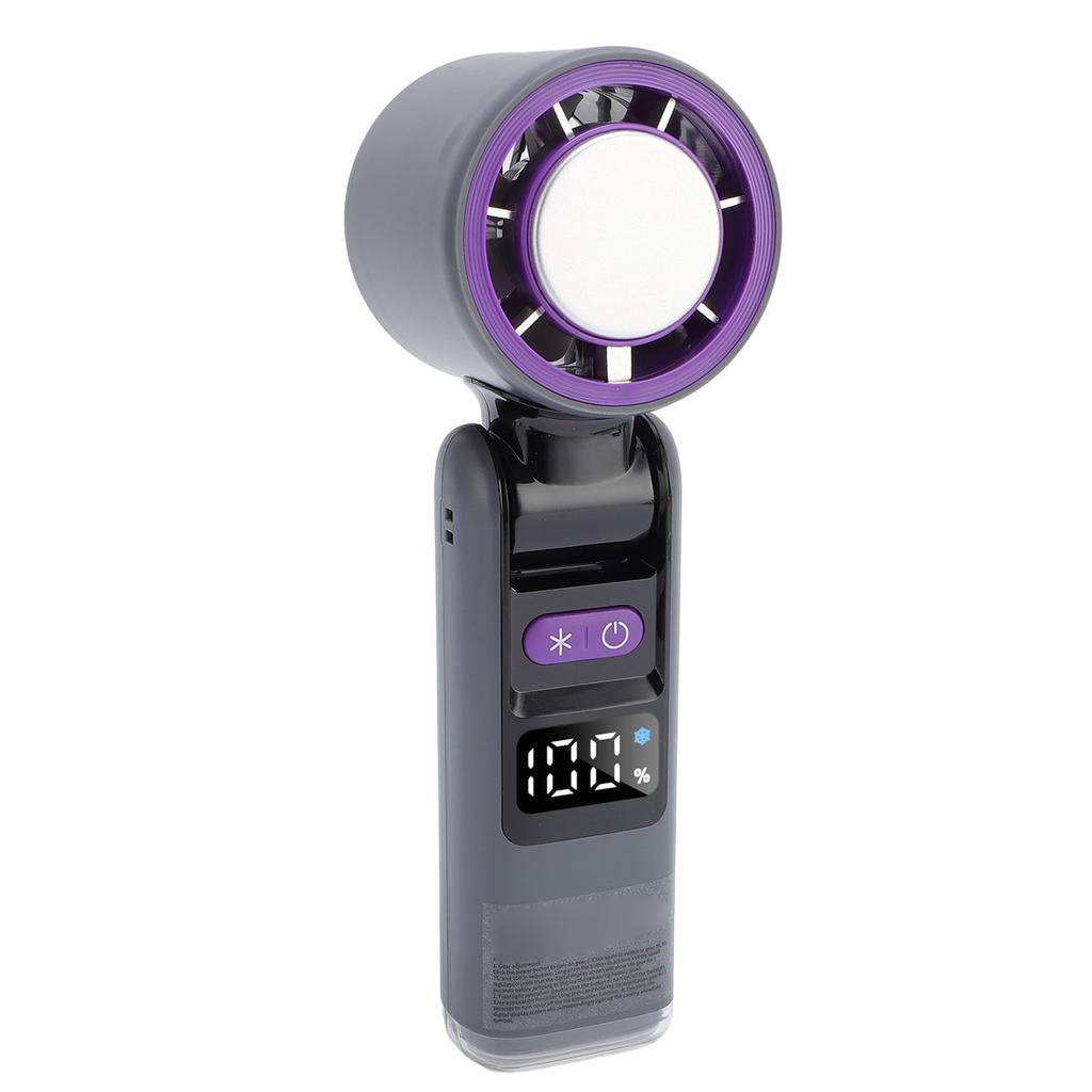Handheld Fan Digital Display High Speed Turbine Ice Cooling Fan Foldable Fan with Light for Travel