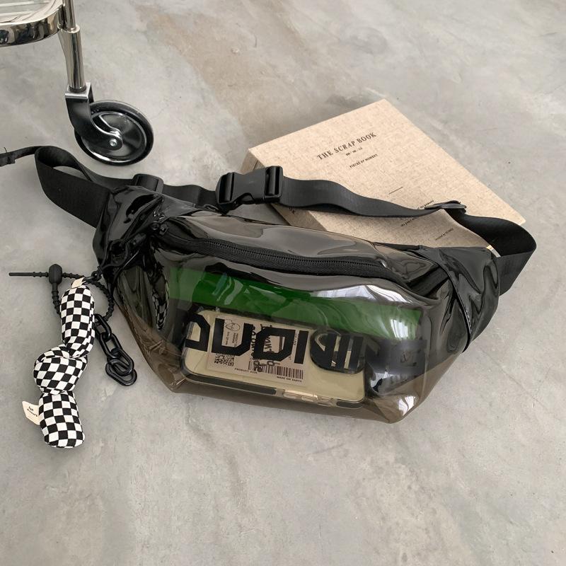 Маленькая женская сумка 2024 весна корейская версия новой спортивной и досуговой простой поясной сумки модная трендовая прозрачная сумка из ПВХ на грудь