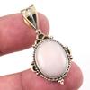 Natural Pink Opal Gemstone 925 Solid Sterling Silver Two Tone Pendant 1.50" N6W02
