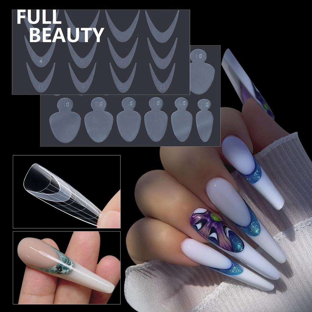 Двойные формы для ногтей, накладные наконечники для наращивания гелем, быстрое наращивание, направляющие для французских линий, силиконовая подушечка, форма для ногтей, многоразовые маникюрные инструменты