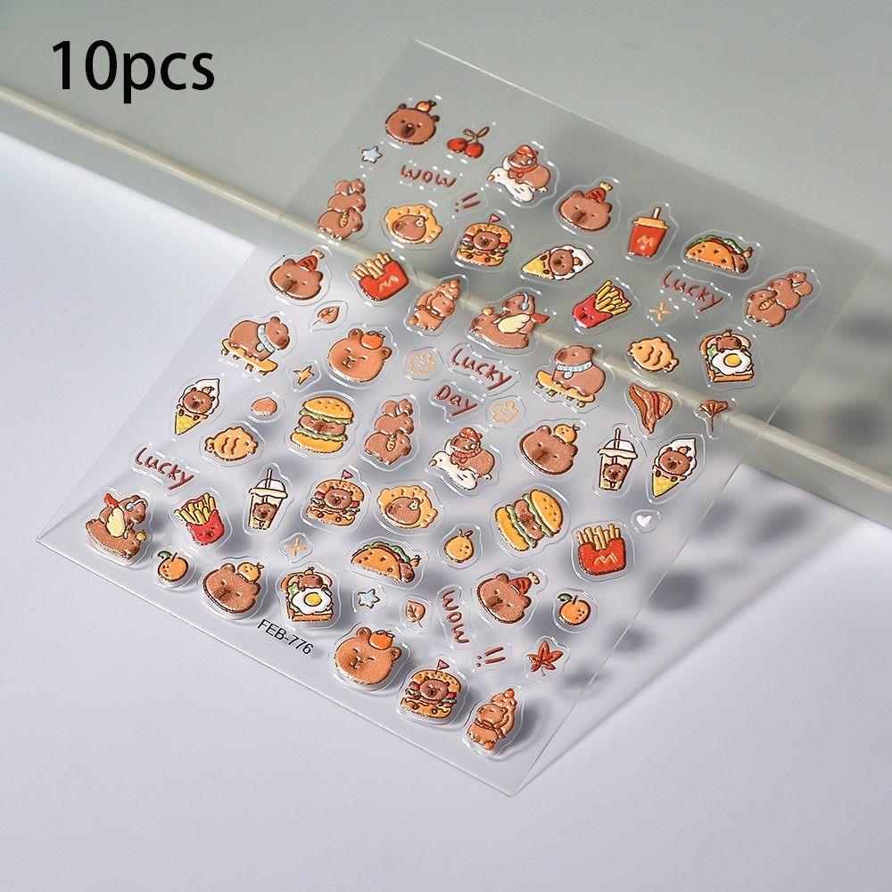 1/10 шт. Коричневый Капибара Капибара Наклейка для ногтей Милые мультяшные наклейки с капибарой Декаль Наклейка для нейл-арта