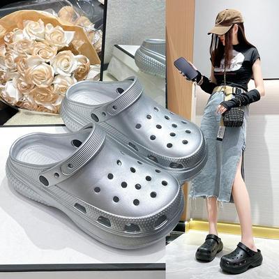 Женские весенние однотонные уличные тапочки с мягкой подошвой и перекрестными отверстиями, летние повседневные толстые нескользящие пляжные сандалии на плоской подошве, размеры 36-41