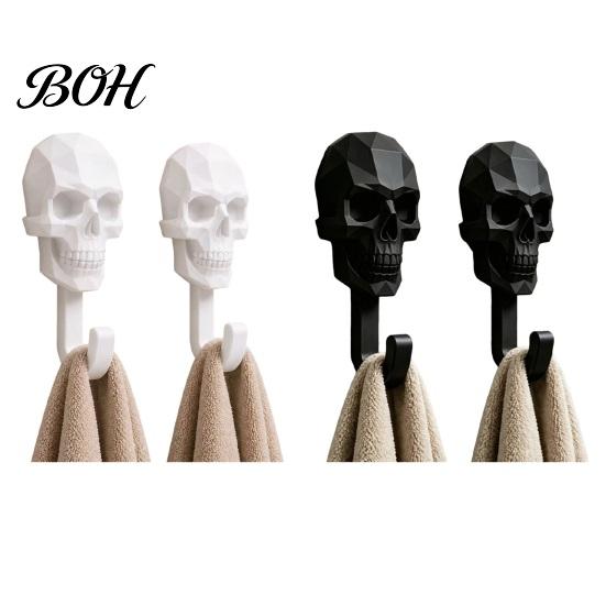 Damage-free Wall Hanger 2Pcs Hook Up, 3D Printed Skull Design Hooks, No Drilling Industrial Style Mount Hanger, Waterproof Bathroom Storage for Towels
