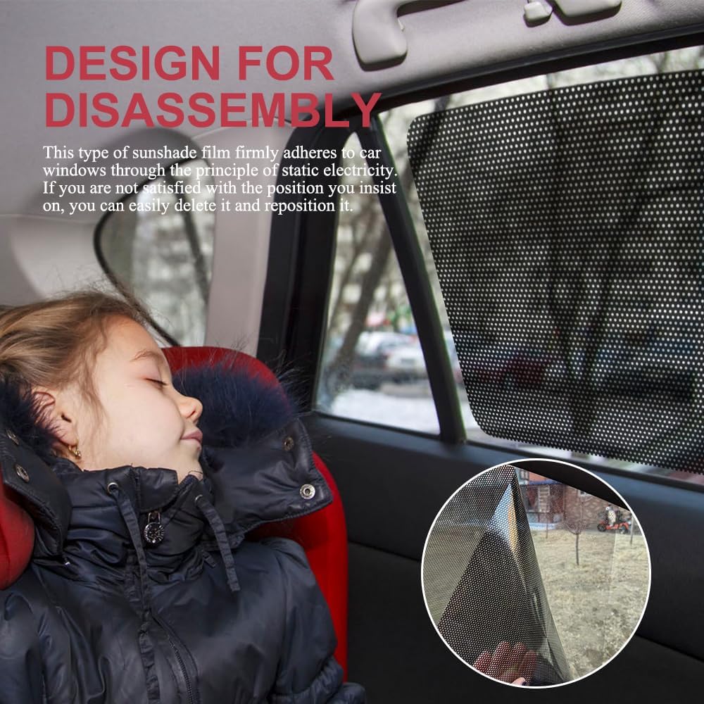 2 PCS Car Side Window Sunshade, 16.5"×15" Static Cling Auto Shade Sticker for UV, Heat, Glare & Privacy Protection, Universal Car Accessories
