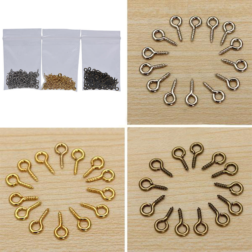 100 шт. маленькие крошечные мини-булавки для глаз, крючки для глаз, люверсы с резьбой, 8x3,5 мм