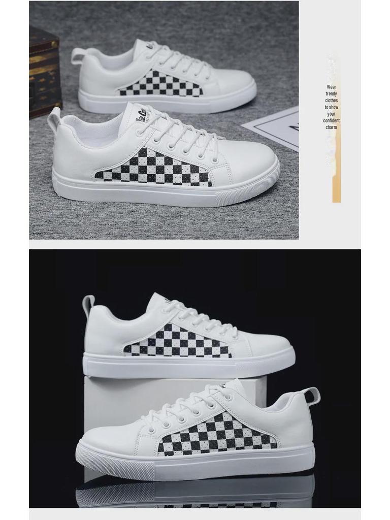 Летние мужские кроссовки Checkerboard 2024 года из искусственной кожи белого цвета, очень большие