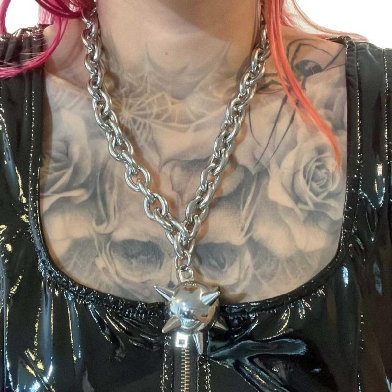 Готическая Punk-стиль Заклепка Шип-образный Шарик Подвеска Ожерелье для Мужчин Женщин Хип-хоп Рок Y2k Эстетика Ювелирные Изделия Аксессуары Подарки