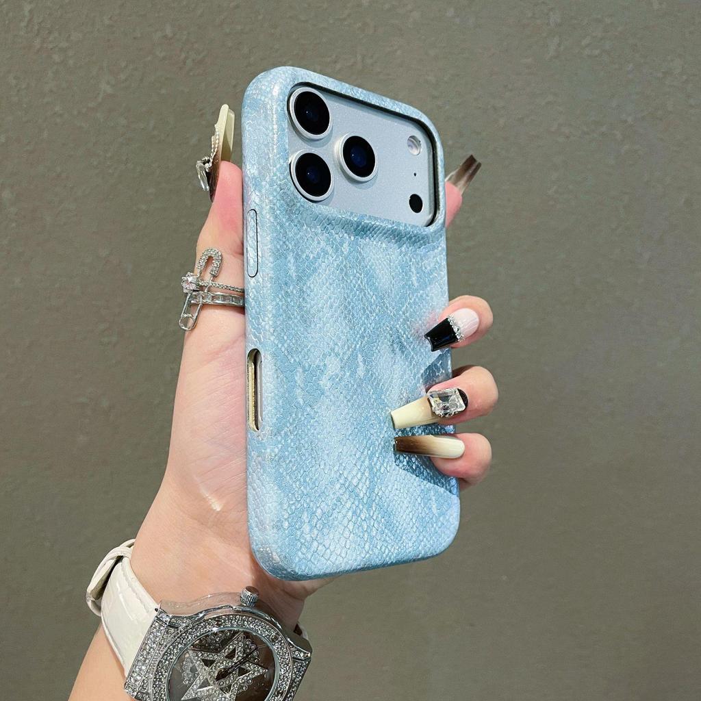 Чехол для iPhone 17 Pro Max с текстурой змеиной кожи, полное покрытие - Защитный чехол с защитой от падений для Apple 14, 15, 16
