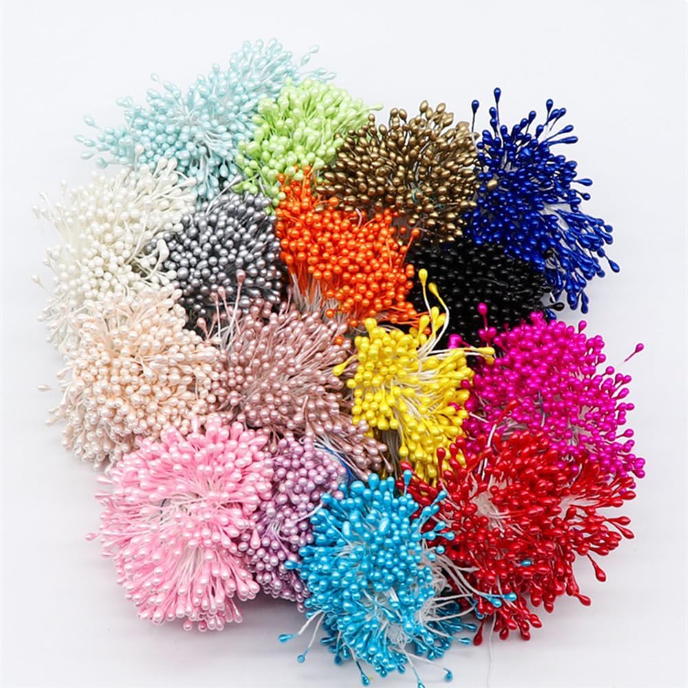 Flower Pep Sky Blue Flower Material Pearl Pep Artificial Flower Core Pep Diameter 3mm Length Artificial Flower Stamen Approximately 150 Pieces X 6