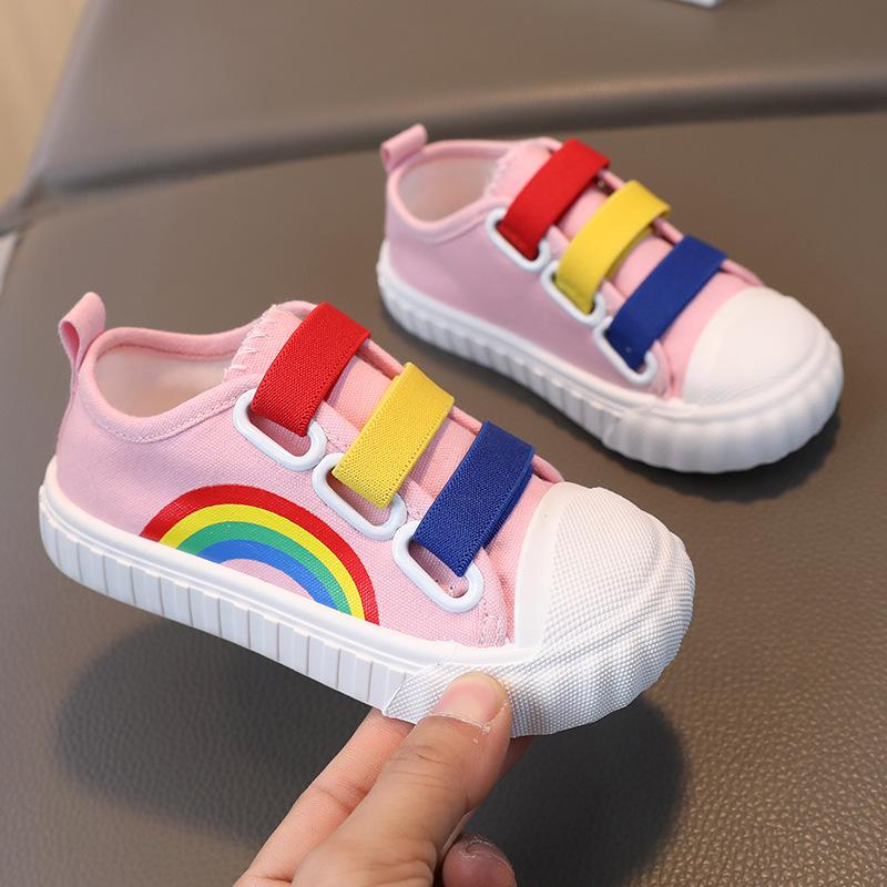 Детские парусиновые кроссовки Zapatillas для мальчиков, модная радужная повседневная обувь 2024 года, новая нескользящая дышащая детская обувь, красочная обувь для девочек