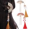 Zinc Zinc Alloy Pearl Fringe Hairpin Retro Fan Shape Bride Tiara Exquisite U Shape Hair Frok Wedding