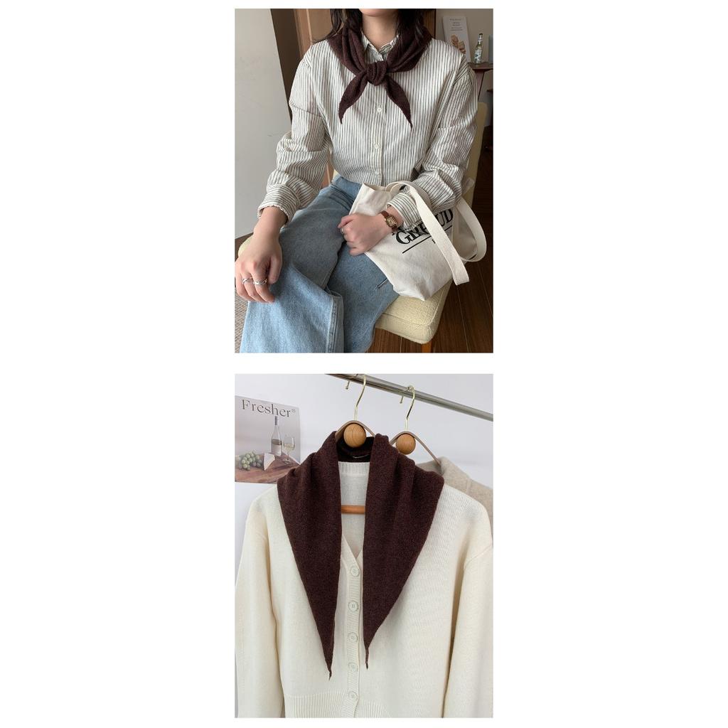 Шерстяной Темперамент, Треугольный Шарф против старения, Вязаная Маленькая Шаль для Женщин на Осень и Зиму, Универсальная Корейская Версия, Завязывается и Носится на Плечах