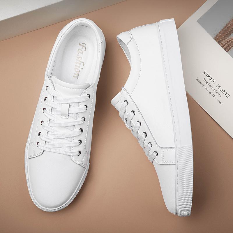 New Fashion Sneakers Men Shoes Leather Mens Casual Shoes Flat Male Footwear Classic Black White Shoes Tenis Masculino Skateboard