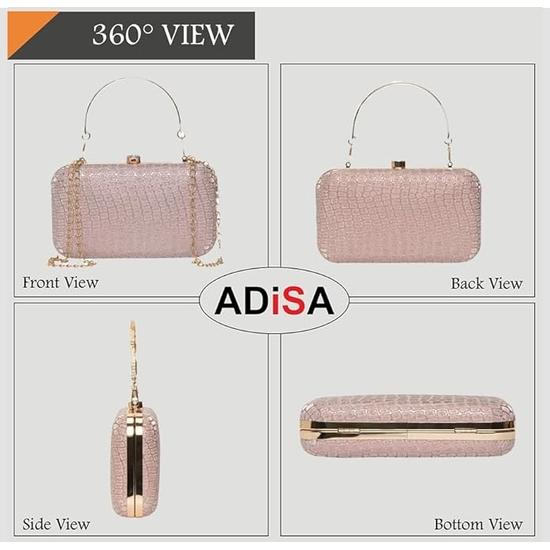 Фактурный клатч ADISA для торжественных мероприятий с золотой цепочкой для женщин и девочек (CL104)