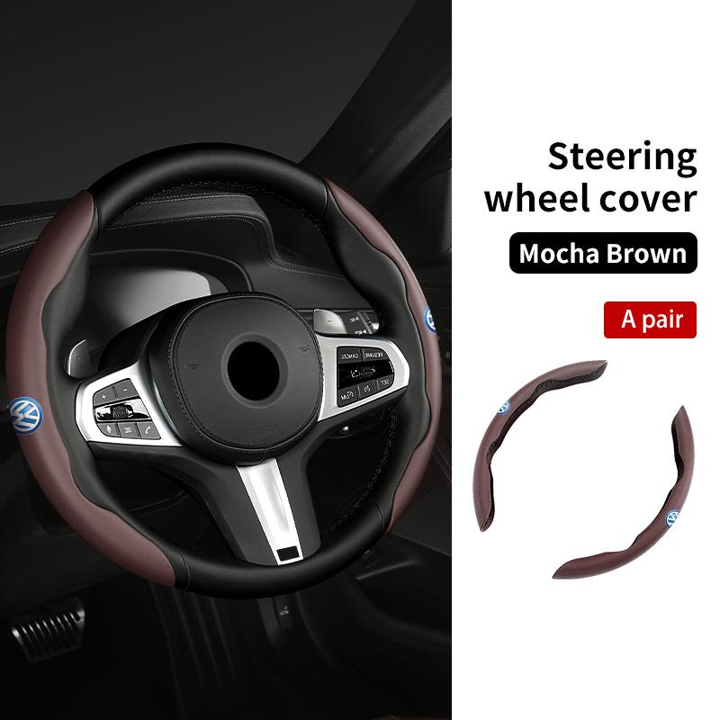 For Volkswagen VW Universal 2PCS Steering Wheel Cover Non-slip Comfort Grip Wheel Trim Scirocco Jetta Beetle Golf 4 5 6 PassatKD3